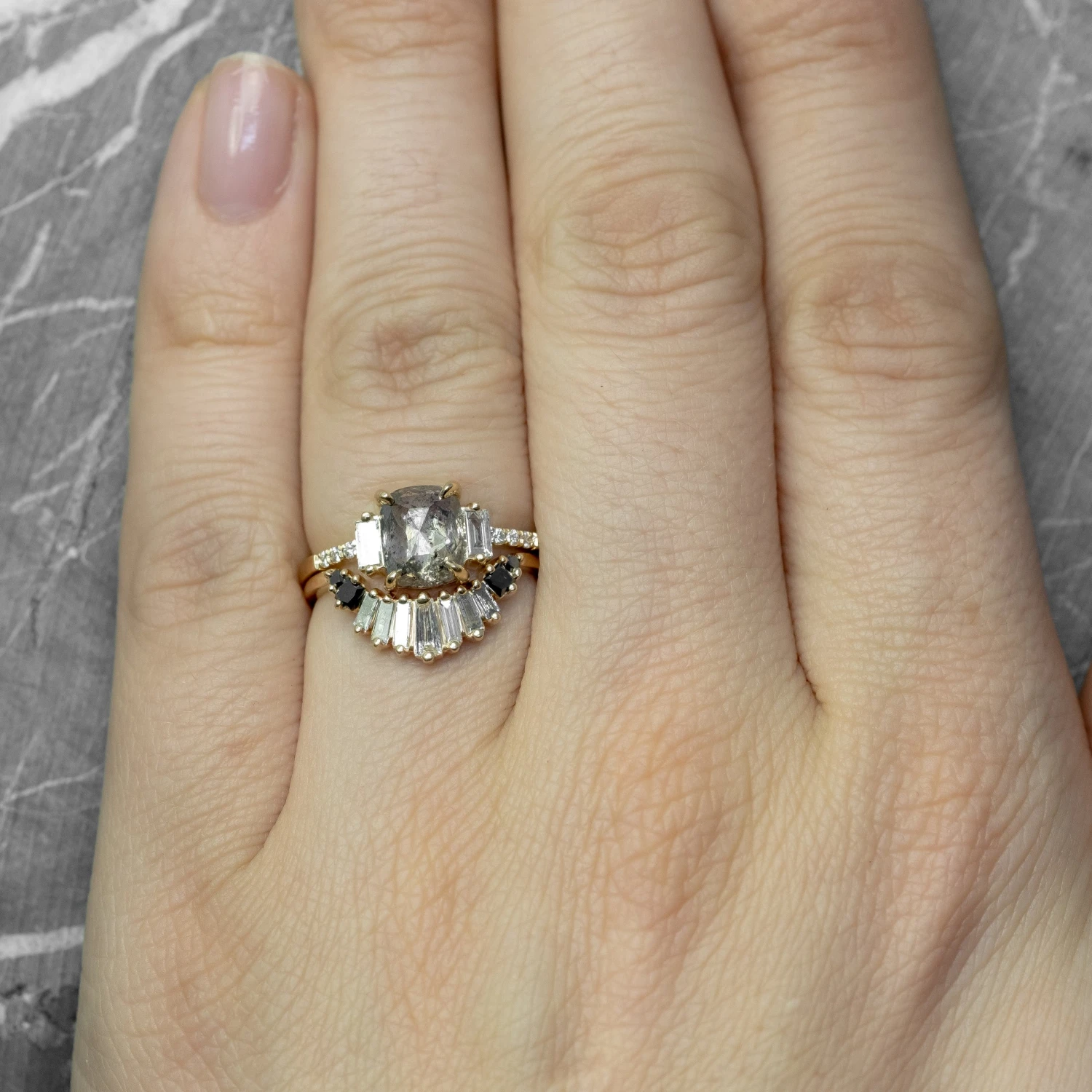 Baguette Diamond Wedding Band, Ombre Wren Setting, Platinum 2 Baguette Diamond Wedding Band, Ombre Wren Setting, Platinum - Image 2