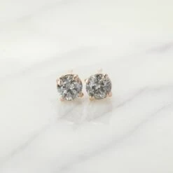 Salt & Pepper Diamond Studs, 14k Rose Gold