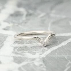 Triple Diamond Wedding Band, Quinn Setting, 14K White Gold -Point No Point Studio Store SFPH7819WG