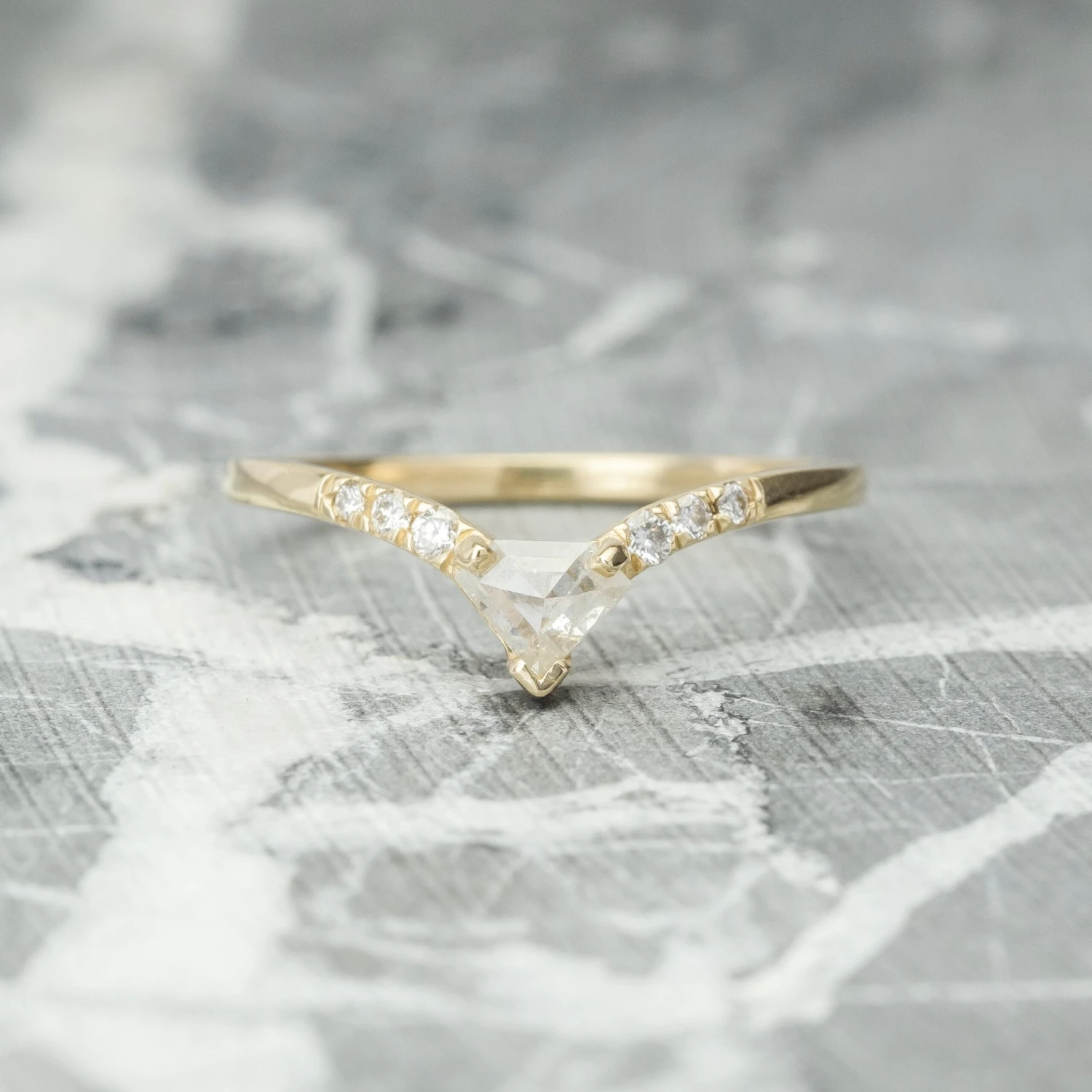 Shield Diamond Vivian Ring, 14k Yellow Gold 3 Shield Diamond Vivian Ring, 14k Yellow Gold - Image 3