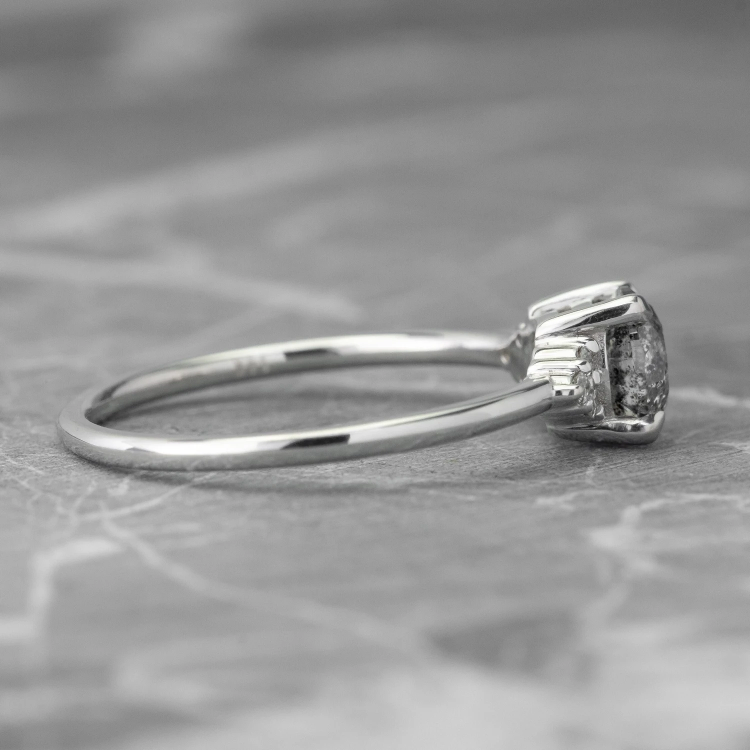 1 Carat Salt And Pepper Diamond Engagement Ring, Quinn Setting, 14K White Gold 5 1 Carat Salt And Pepper Diamond Engagement Ring, Quinn Setting, 14K White Gold - Image 5