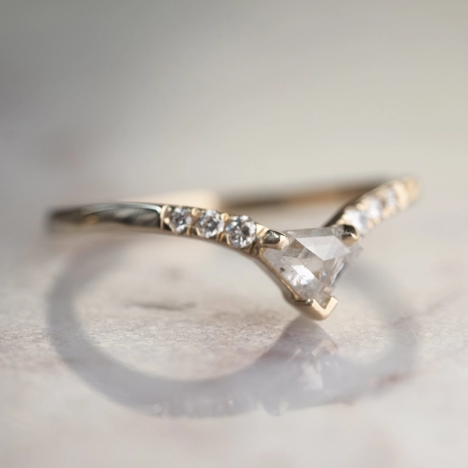 Shield Diamond Vivian Ring, 14k Yellow Gold 8 Shield Diamond Vivian Ring, 14k Yellow Gold - Image 8