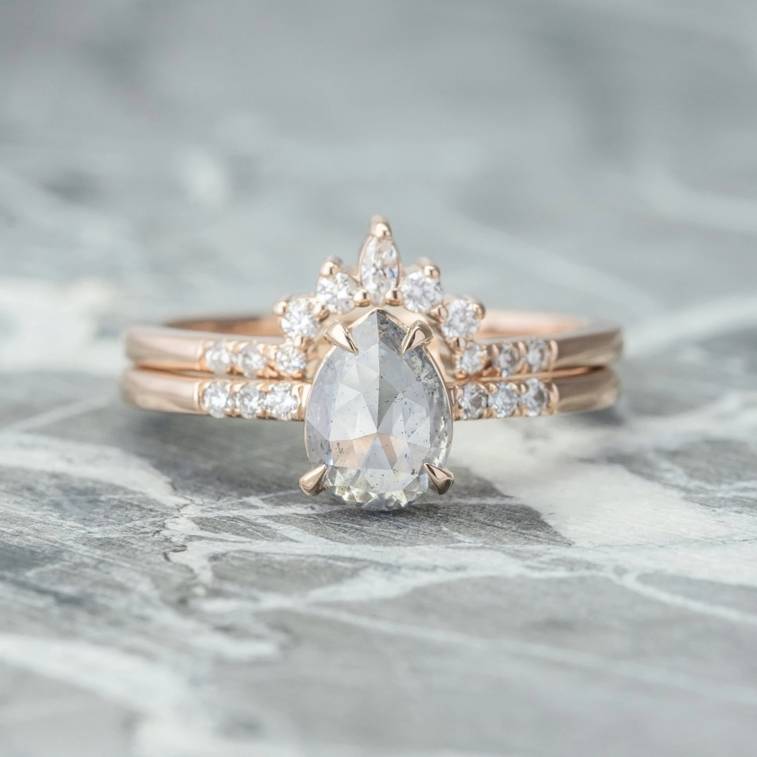 Medium 2 Diamond Emma Contour Band, 14k Rose Gold 2 Medium 2 Diamond Emma Contour Band, 14k Rose Gold - Image 2