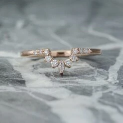 Medium 2 Diamond Emma Contour Band, 14k Rose Gold