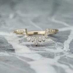 Diamond Contour Wedding Band, X-Large Emma Setting, 14K Yellow Gold