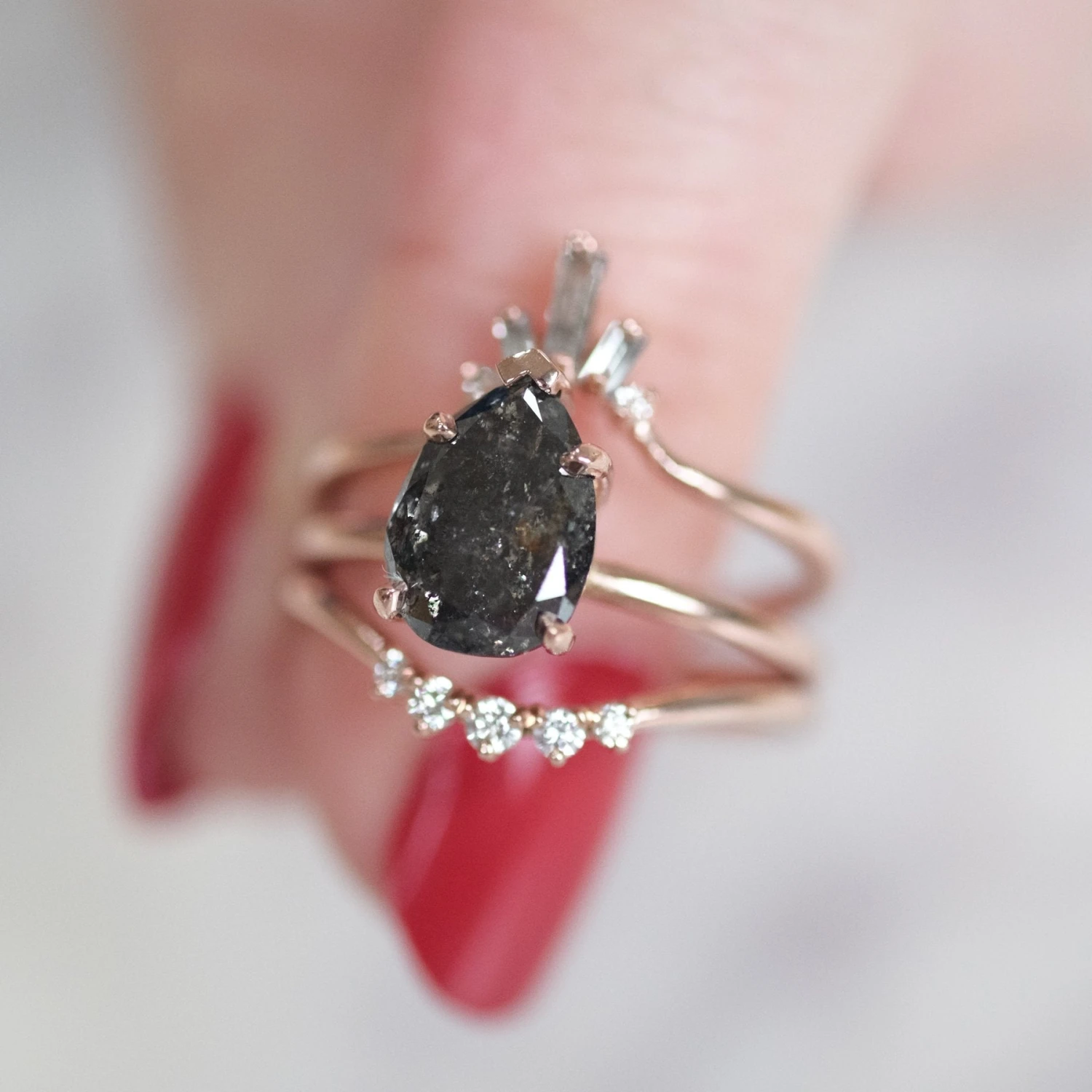 Petite Catherine Diamond Wedding Band, 14k Rose Gold 4 Petite Catherine Diamond Wedding Band, 14k Rose Gold - Image 4