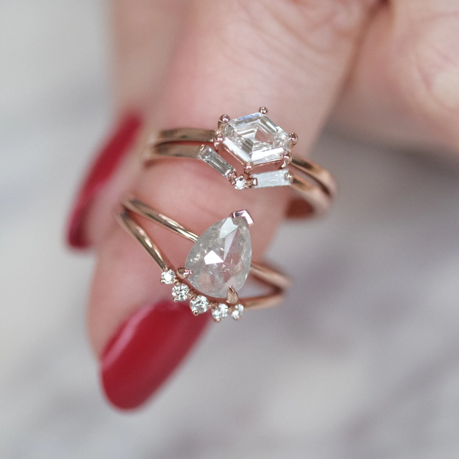 Petite Catherine Diamond Wedding Band, 14k Rose Gold 9 Petite Catherine Diamond Wedding Band, 14k Rose Gold - Image 9