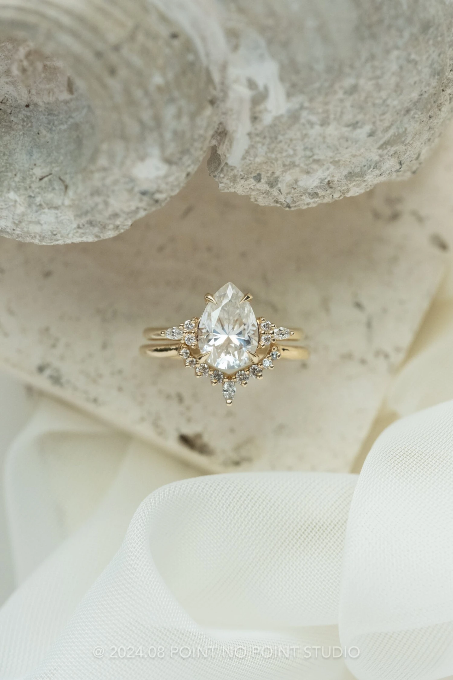 2.08 Carat Pear Moissanite And Diamond Engagement Ring, Quinn Setting, 14K Yellow Gold 4 2.08 Carat Pear Moissanite And Diamond Engagement Ring, Quinn Setting, 14K Yellow Gold - Image 4