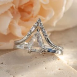 1.53 Carat Canadian Clear Shield Diamond Engagement Ring, Jane Setting, Platinum -Point No Point Studio Store SFS0064