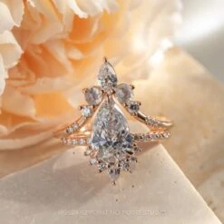 Icy White Diamond Wedding Ring, Flora Setting, 14K Rose Gold -Point No Point Studio Store SFS0076