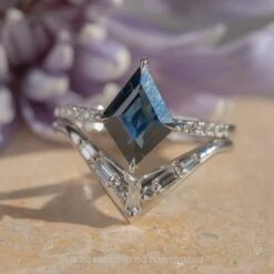 2.08 Carat Blue Kite Sapphire And Diamond Engagement Ring, Jules Setting, Platinum -Point No Point Studio Store SFS0081