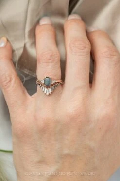 Baguette Diamond V Wedding Band, Ombre Wren Setting, 14K Rose Gold -Point No Point Studio Store SFS0089 a37d6625 6d6d 4931 9011 8d8cec2417f1