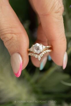 1.27 Carat Icy White Hexagon Diamond Engagement Ring, Zoe Setting, 14K Yellow Gold 7 1.27 Carat Icy White Hexagon Diamond Engagement Ring, Zoe Setting, 14K Yellow Gold -Point No Point Studio Store SFS0095