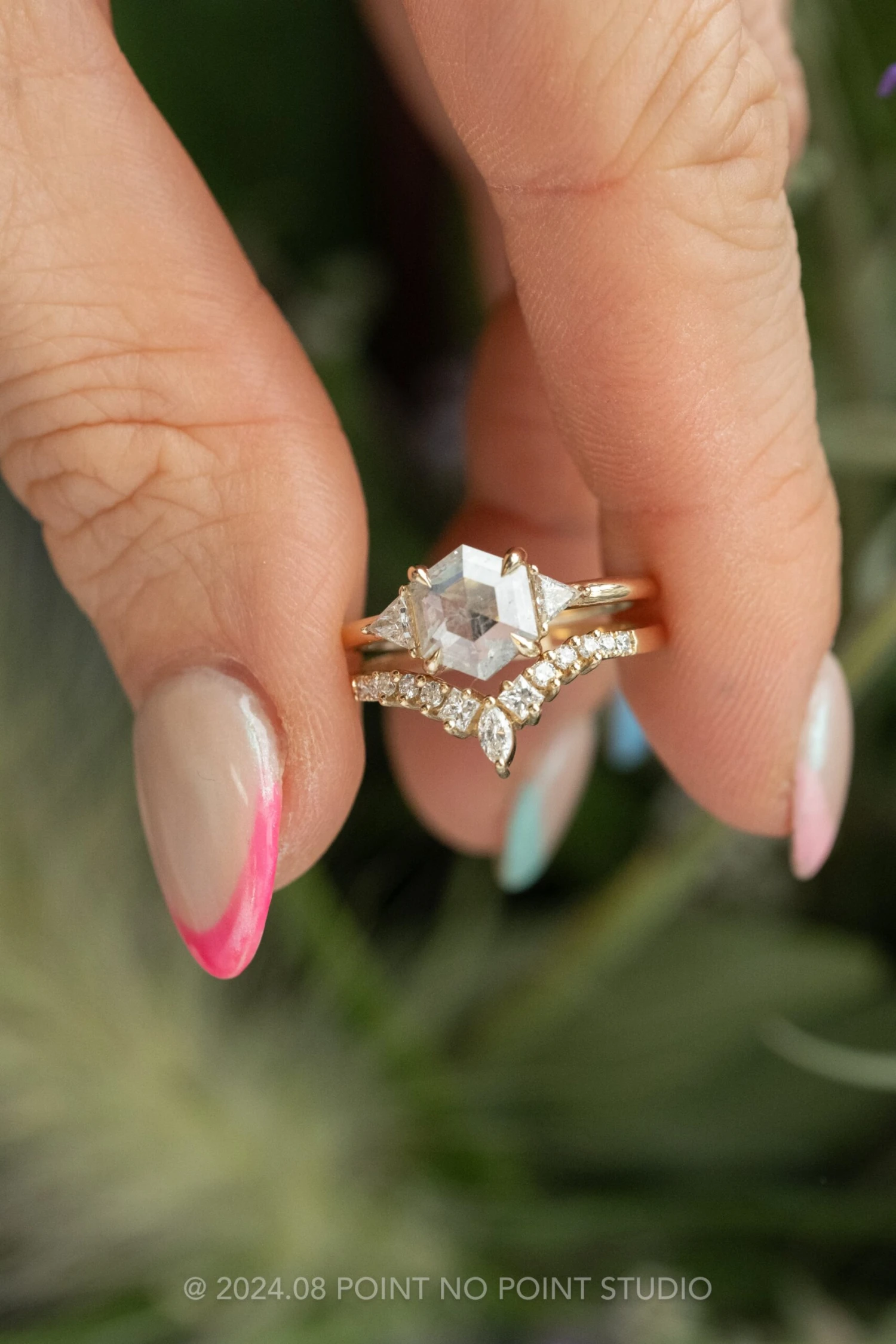 1.27 Carat Icy White Hexagon Diamond Engagement Ring, Zoe Setting, 14K Yellow Gold 3 1.27 Carat Icy White Hexagon Diamond Engagement Ring, Zoe Setting, 14K Yellow Gold - Image 3