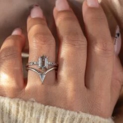 Kite Diamond Wedding Band, Victoria Setting, 14K White Gold -Point No Point Studio Store SFS0111 0b62dc55 2421 42e8 9aed a094620e641a