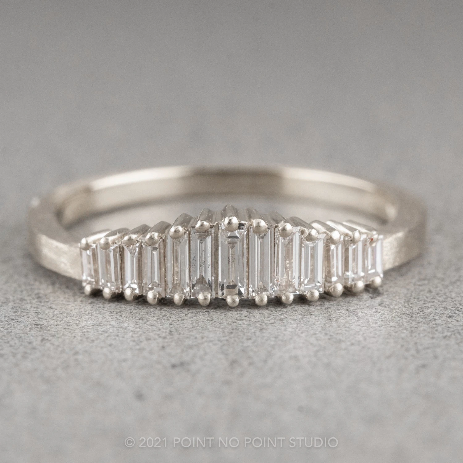 White Baguette Sparrow Diamond Wedding Band, Platinum 1 White Baguette Sparrow Diamond Wedding Band, Platinum