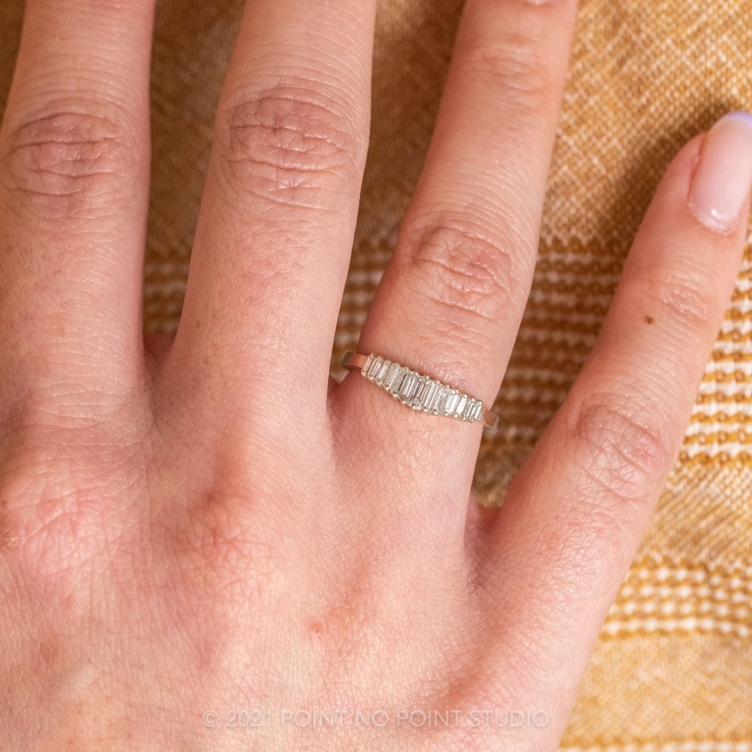 White Baguette Sparrow Diamond Wedding Band, Platinum 2 White Baguette Sparrow Diamond Wedding Band, Platinum - Image 2