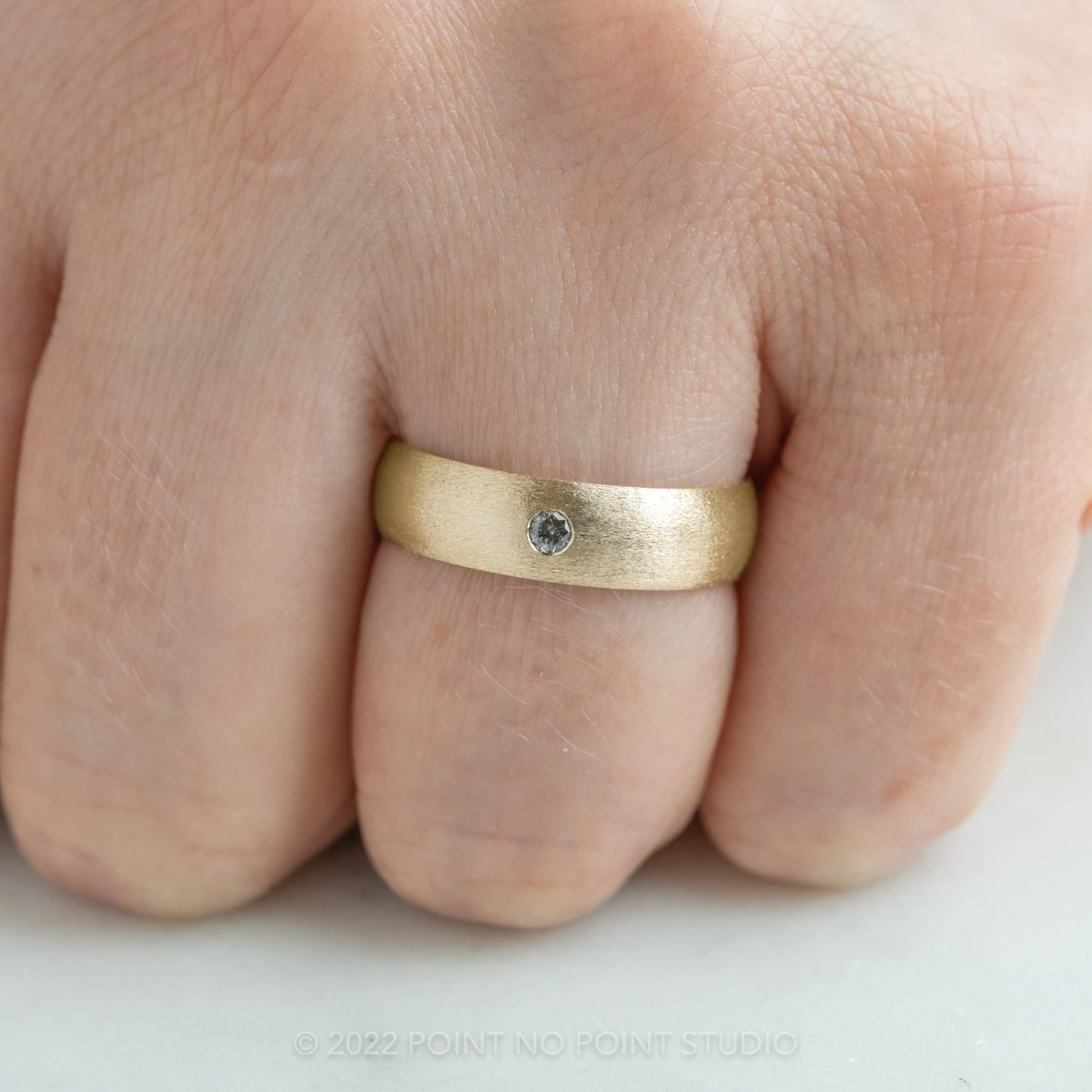 Salt And Pepper Diamond Mens Ring, Comfort Fit, 14K Yellow Gold 2 Salt And Pepper Diamond Mens Ring, Comfort Fit, 14K Yellow Gold - Image 2