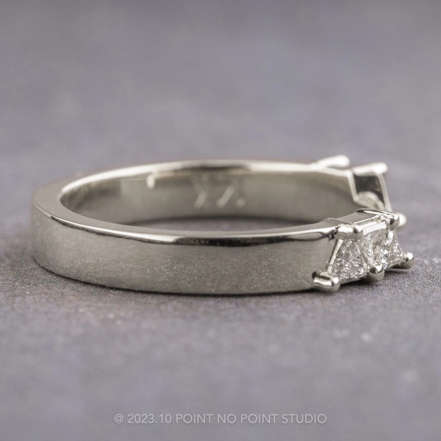 Triangle Diamond Wedding Cuff, Trinity Setting, Platinum 3 Triangle Diamond Wedding Cuff, Trinity Setting, Platinum - Image 3