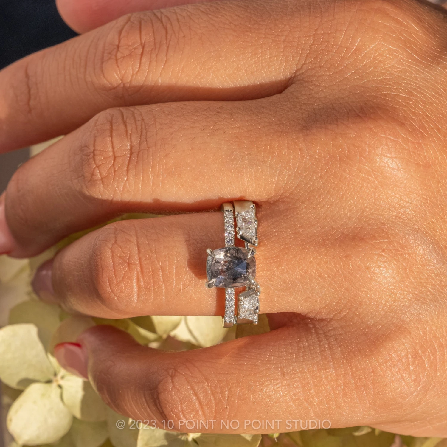 Triangle Diamond Wedding Cuff, Trinity Setting, Platinum 2 Triangle Diamond Wedding Cuff, Trinity Setting, Platinum - Image 2