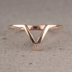 Single Diamond Victoria Wedding Band, 14k Rose Gold