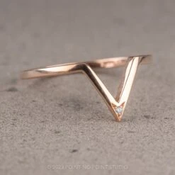 Single Diamond Victoria Wedding Band, 14k Rose Gold -Point No Point Studio Store VBAND 2