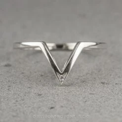 Single Diamond Victoria Wedding Band, 14k White Gold