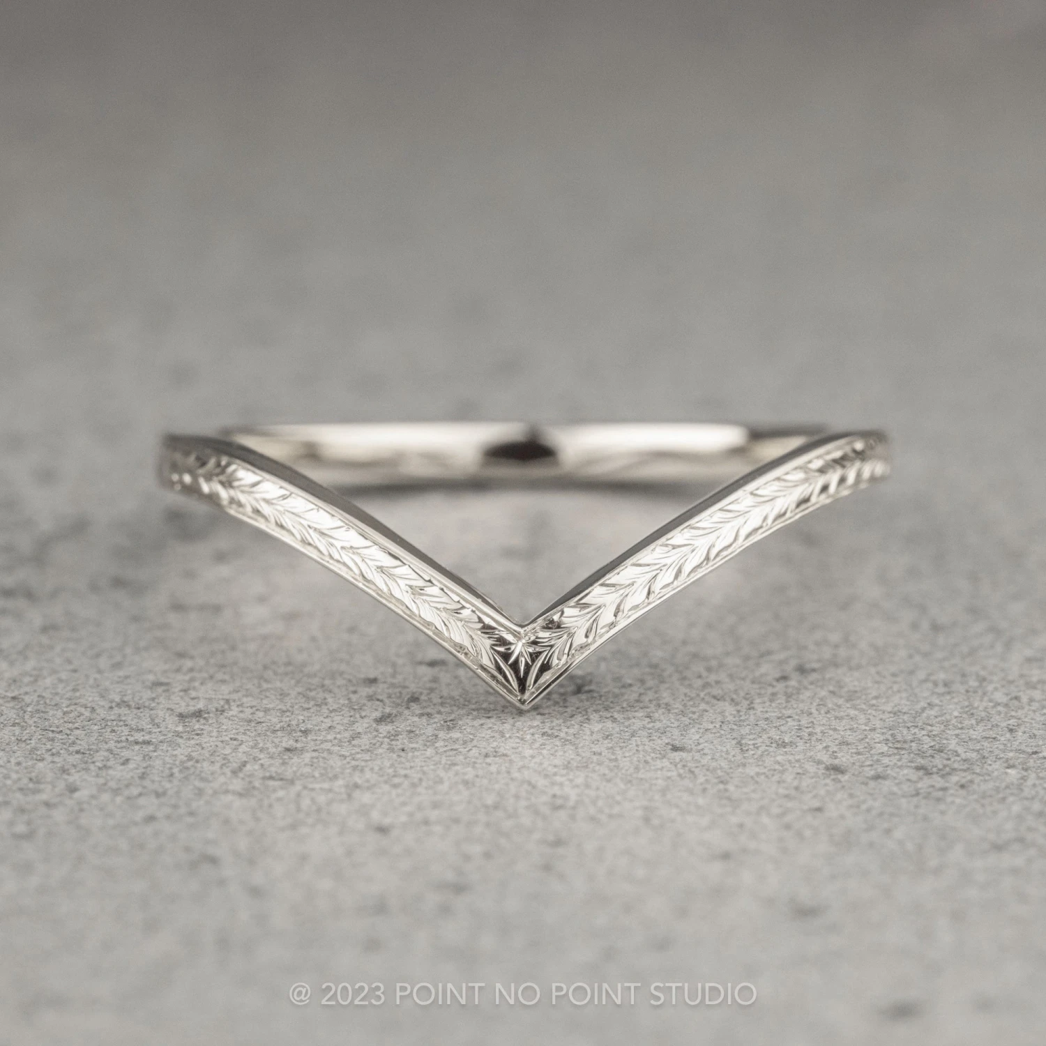 Vintage Vivian Wedding Band, 14k White Gold 1 Vintage Vivian Wedding Band, 14k White Gold