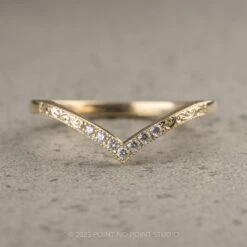 7 Diamond Vintage Vivian Wedding Band, 14k Yellow Gold