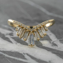 Salt And Pepper Baguette Diamond And Moonstone Wedding Band, Margot Setting, 14k Yellow Gold