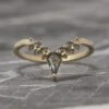 Salt And Pepper Rose Cut Diamond Wedding Band, Cassiopeia Setting, 14k Yellow Gold