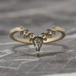 Salt And Pepper Rose Cut Diamond Wedding Band, Cassiopeia Setting, 14k Yellow Gold