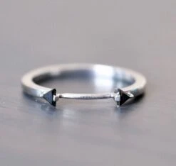 Black Triangle Diamond Harper Cuff, 14k White Gold