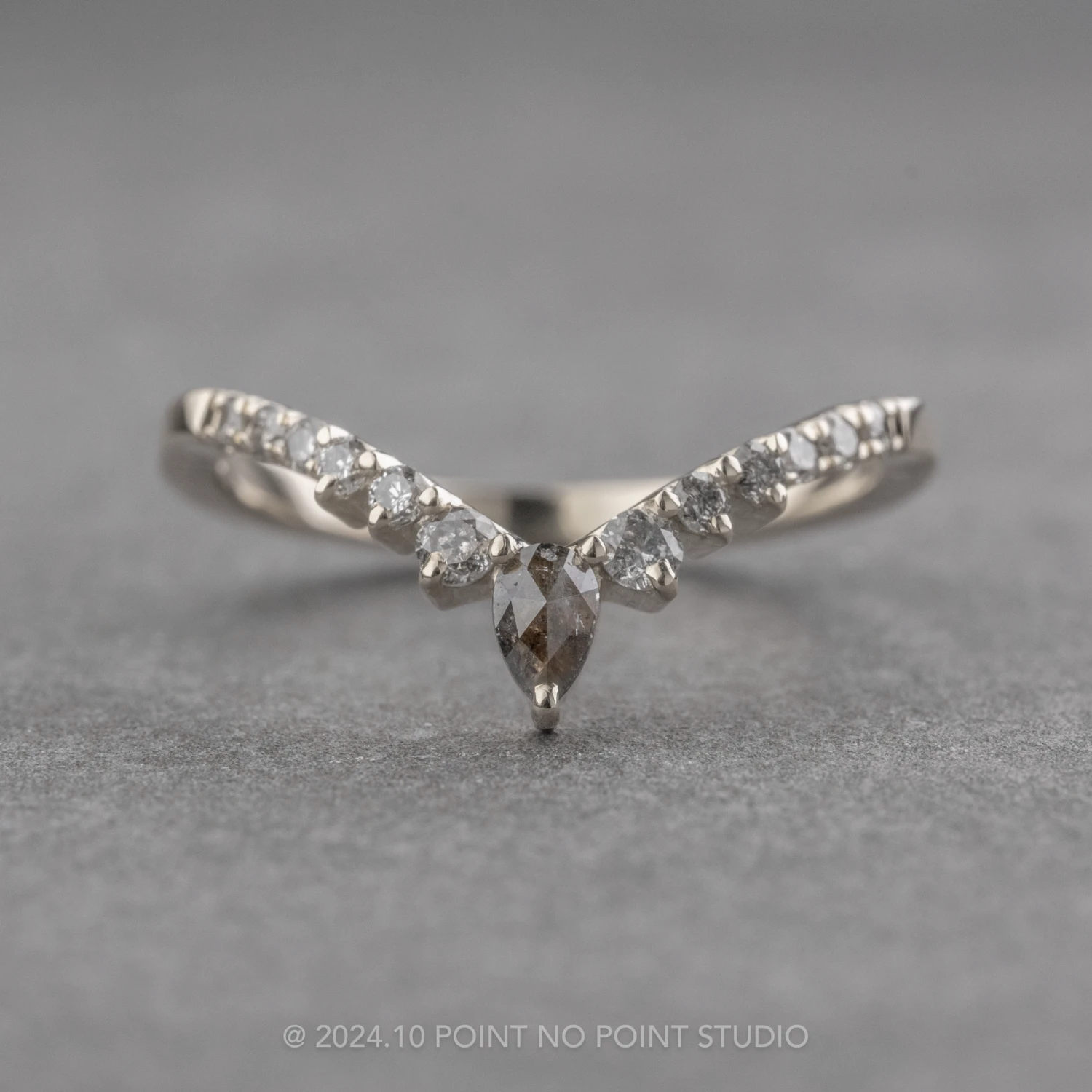 Extra Salt And Pepper Diamond Cassiopeia Wedding Band, 14k White Gold 1 Extra Salt And Pepper Diamond Cassiopeia Wedding Band, 14k White Gold