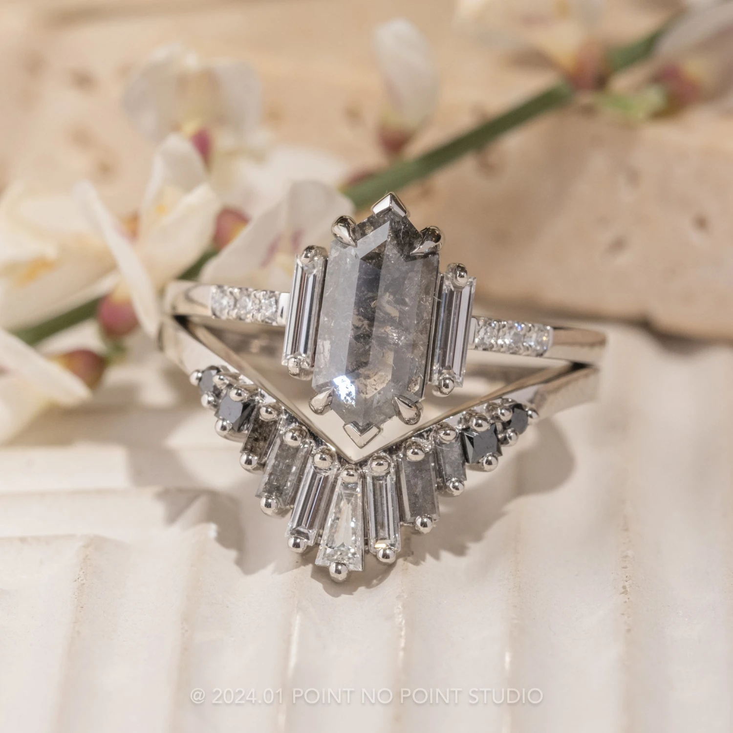 Baguette Diamond Wedding Band, Ombre Wren Setting, Platinum 5 Baguette Diamond Wedding Band, Ombre Wren Setting, Platinum - Image 5