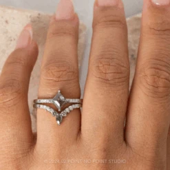 Salt And Pepper Pear And Extra Diamond Cassiopeia Wedding Band, 14k White Gold 7 Salt And Pepper Pear And Extra Diamond Cassiopeia Wedding Band, 14k White Gold -Point No Point Studio Store s p extra 4