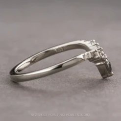 Salt And Pepper Pear And Extra Diamond Cassiopeia Wedding Band, 14k White Gold 9 Salt And Pepper Pear And Extra Diamond Cassiopeia Wedding Band, 14k White Gold -Point No Point Studio Store s p extra cassio 2